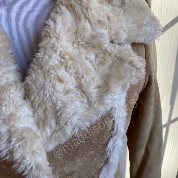 Wilson’s Leather Maxima Small Leather Patchwork Coat Faux Fur Tan Brown S - Picture 6 of 15